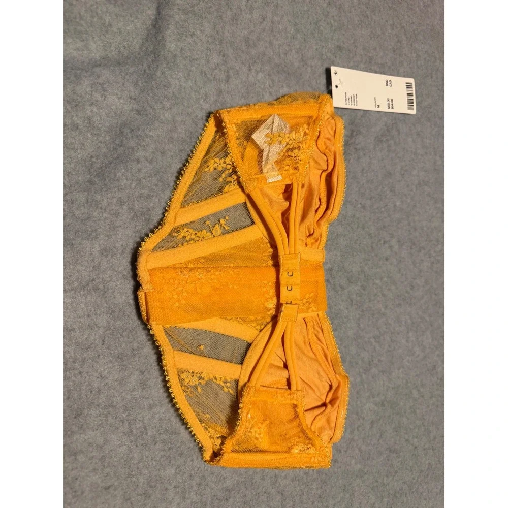 Urban Outfitters Out From Under Lace Corset Bustier Top Gold Orange Strapless M